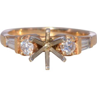The Baguette Elegance: Diamond Engagement Setting in Yellow Gold