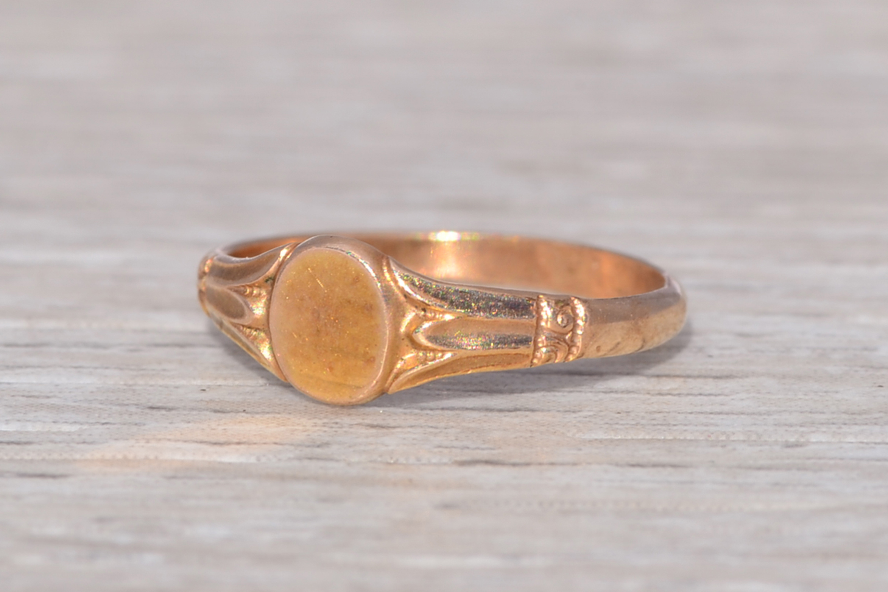 SOLD - The Petite Heirloom: Baby Signet Ring in Yellow Gold - Image 3