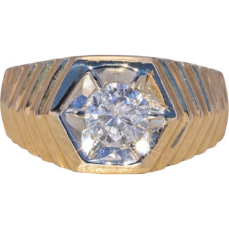 The Regal Hexagon: Gentleman's Diamond Ring in Yellow Gold