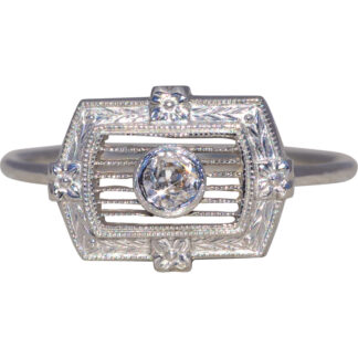 SOLD - The Art Deco Bloom: Natural Diamond Ring in 14 Karat White Gold
