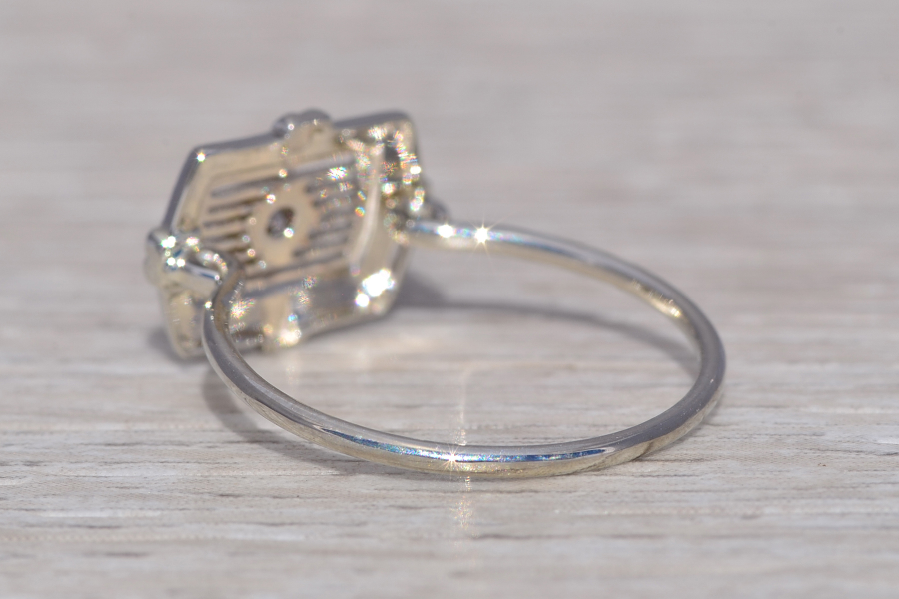 SOLD - The Art Deco Bloom: Natural Diamond Ring in 14 Karat White Gold - Image 4