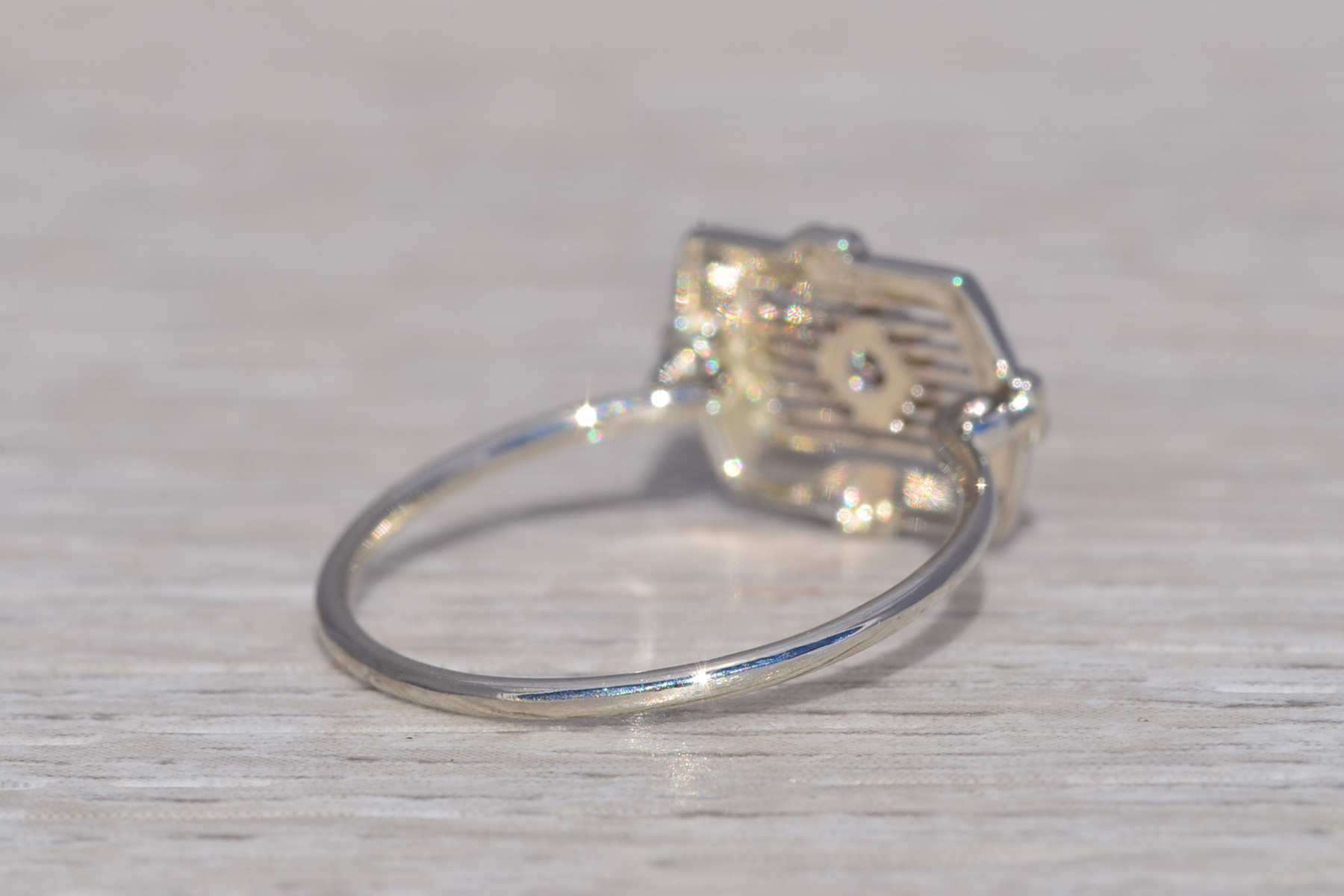 SOLD - The Art Deco Bloom: Natural Diamond Ring in 14 Karat White Gold - Image 5