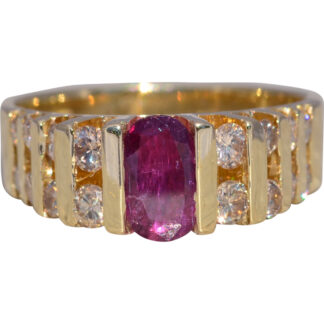 The 80's Ruby Radiance: Natural Ruby and Diamond Ring in Yellow Gold