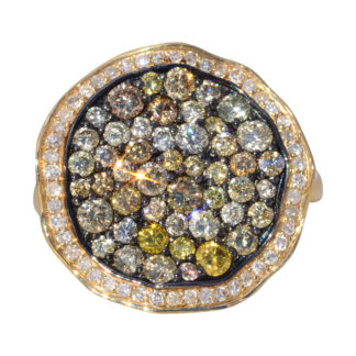 The Kaleidoscope Elegance: Fancy Color and White Diamond Ring in Yellow Gold