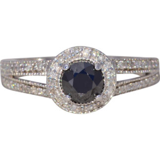 The Noir Elegance: Black Diamond and Natural Diamond Ring in 14 Karat White Gold