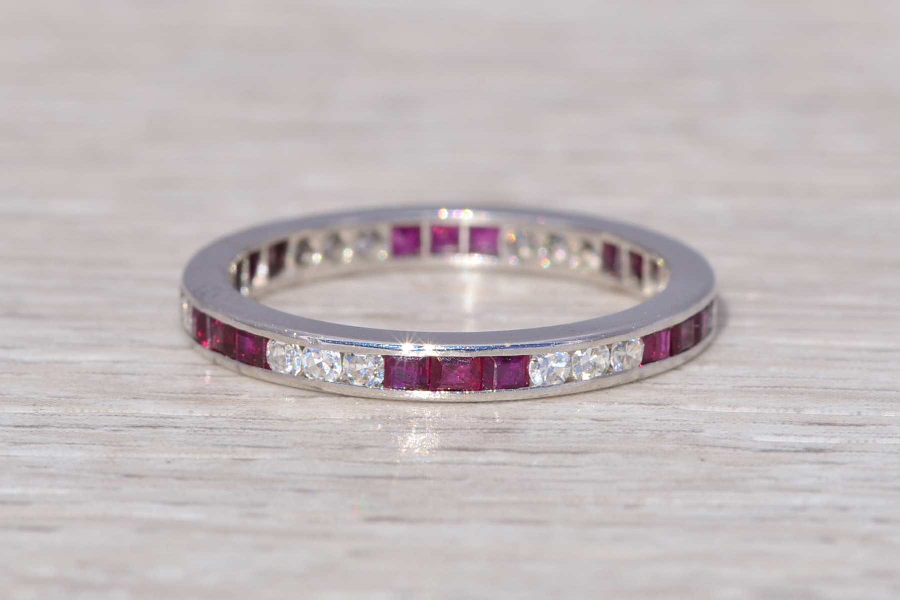 SOLD - The Ruby Elegance: Ruby and Diamond Eternity Band in Platinum - Image 2