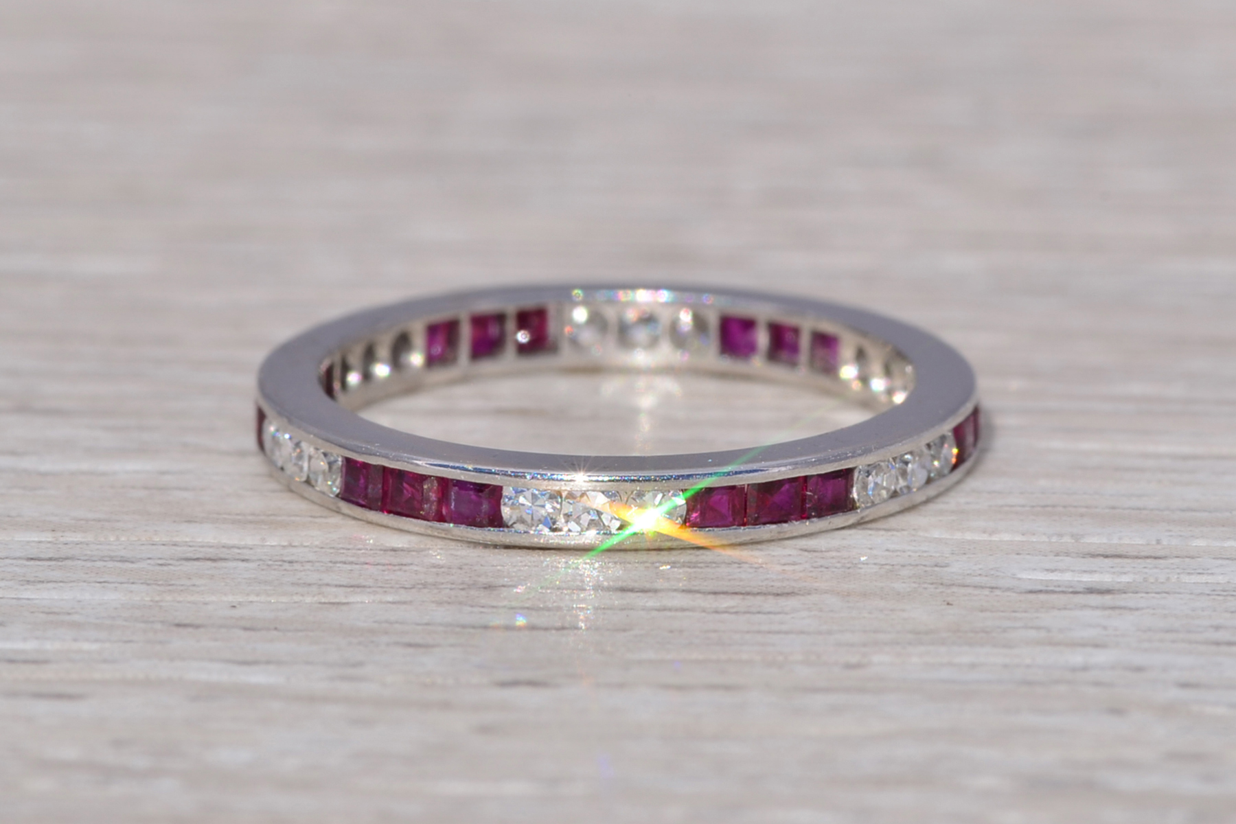 SOLD - The Ruby Elegance: Ruby and Diamond Eternity Band in Platinum - Image 3