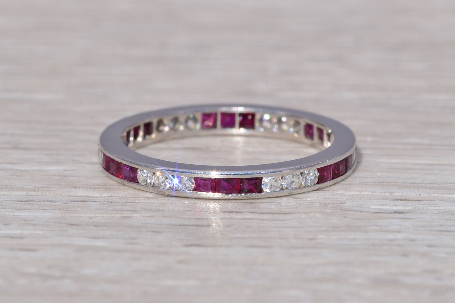SOLD - The Ruby Elegance: Ruby and Diamond Eternity Band in Platinum - Image 4