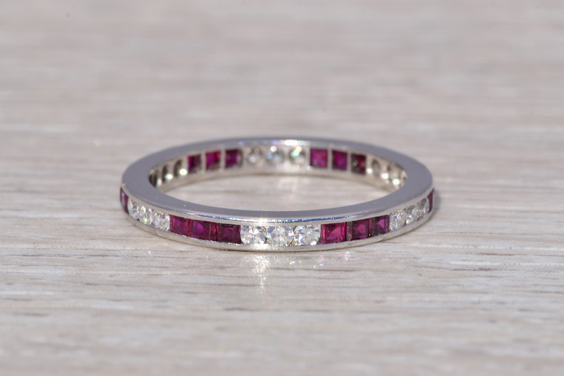 SOLD - The Ruby Elegance: Ruby and Diamond Eternity Band in Platinum - Image 5