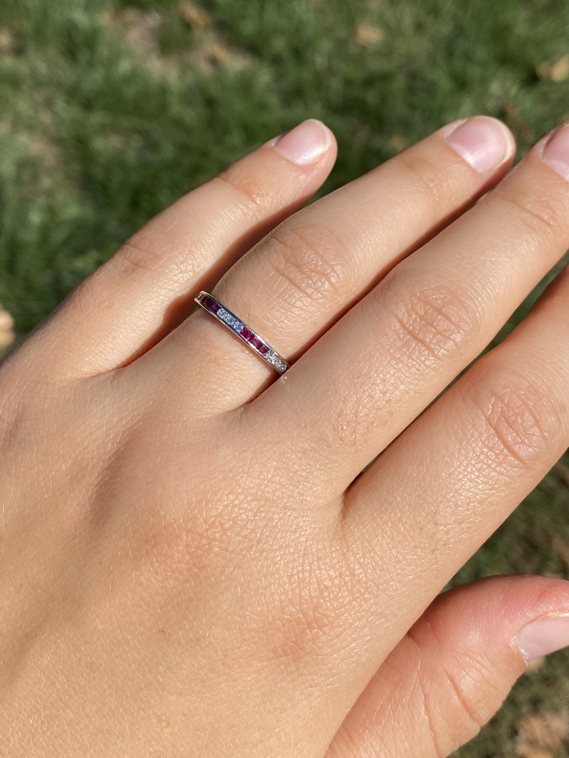 SOLD - The Ruby Elegance: Ruby and Diamond Eternity Band in Platinum - Image 7
