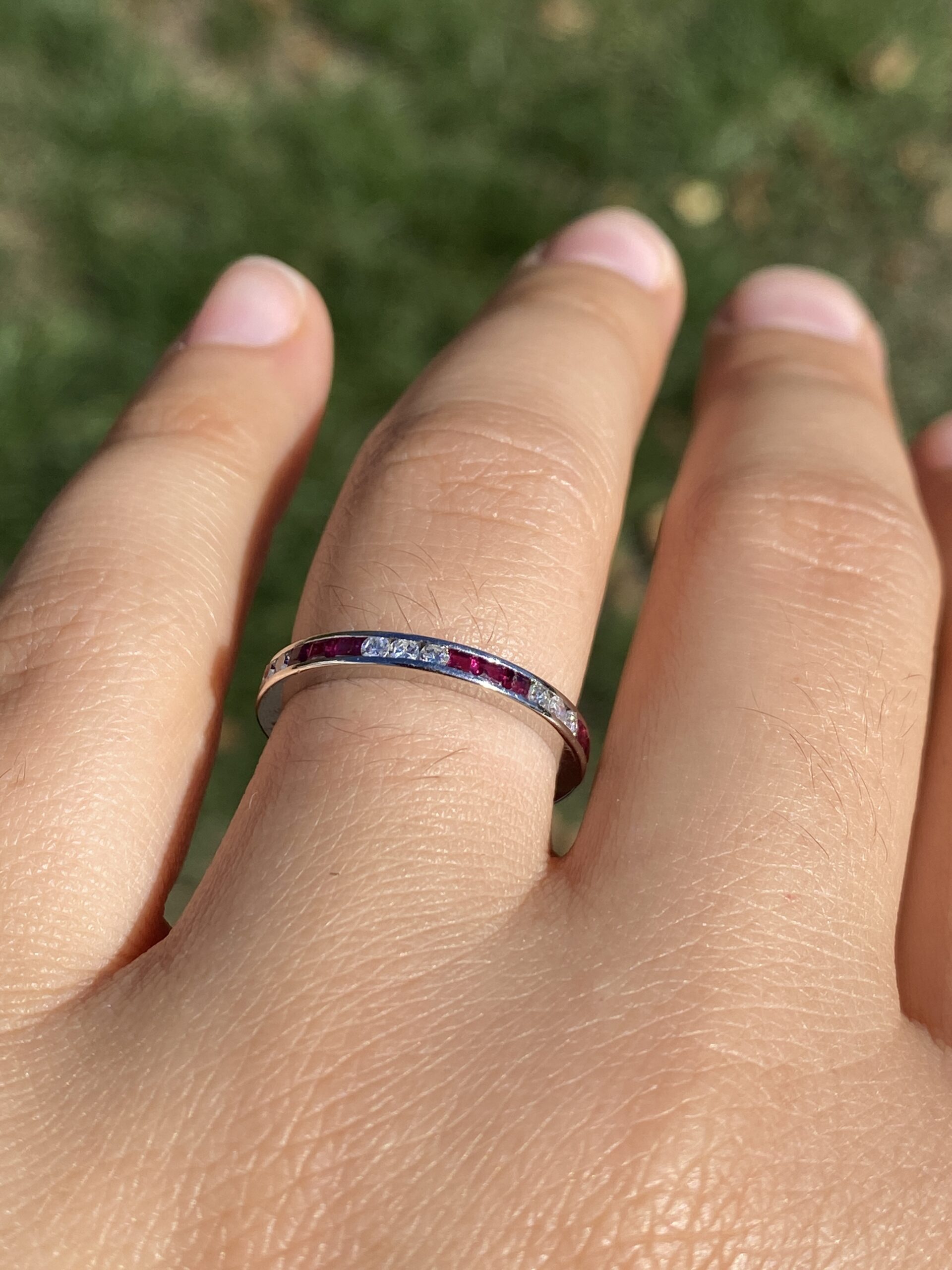 SOLD - The Ruby Elegance: Ruby and Diamond Eternity Band in Platinum - Image 8