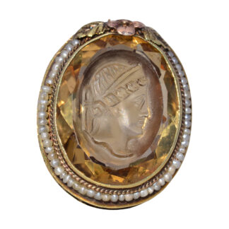 The Golden Muse: Citrine and Seed Pearl Ring in Yellow Gold