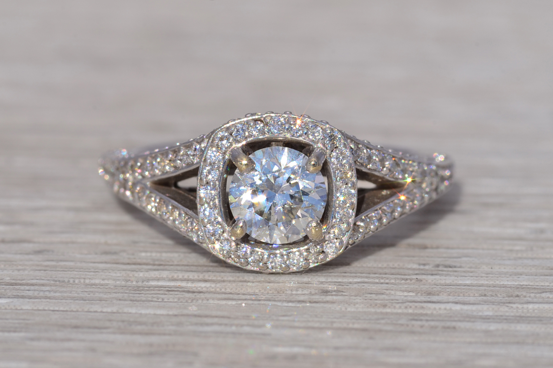 The Haloed Crest: Natural Diamond Engagement Ring in White Gold - Image 2