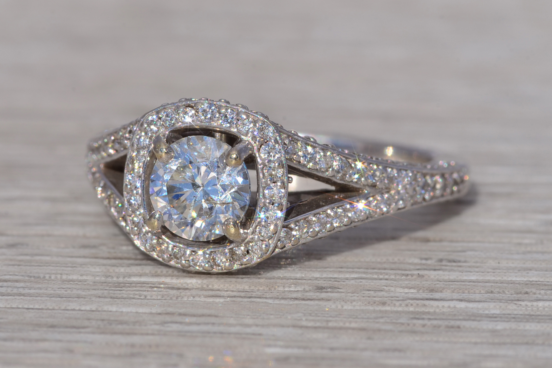 The Haloed Crest: Natural Diamond Engagement Ring in White Gold - Image 3