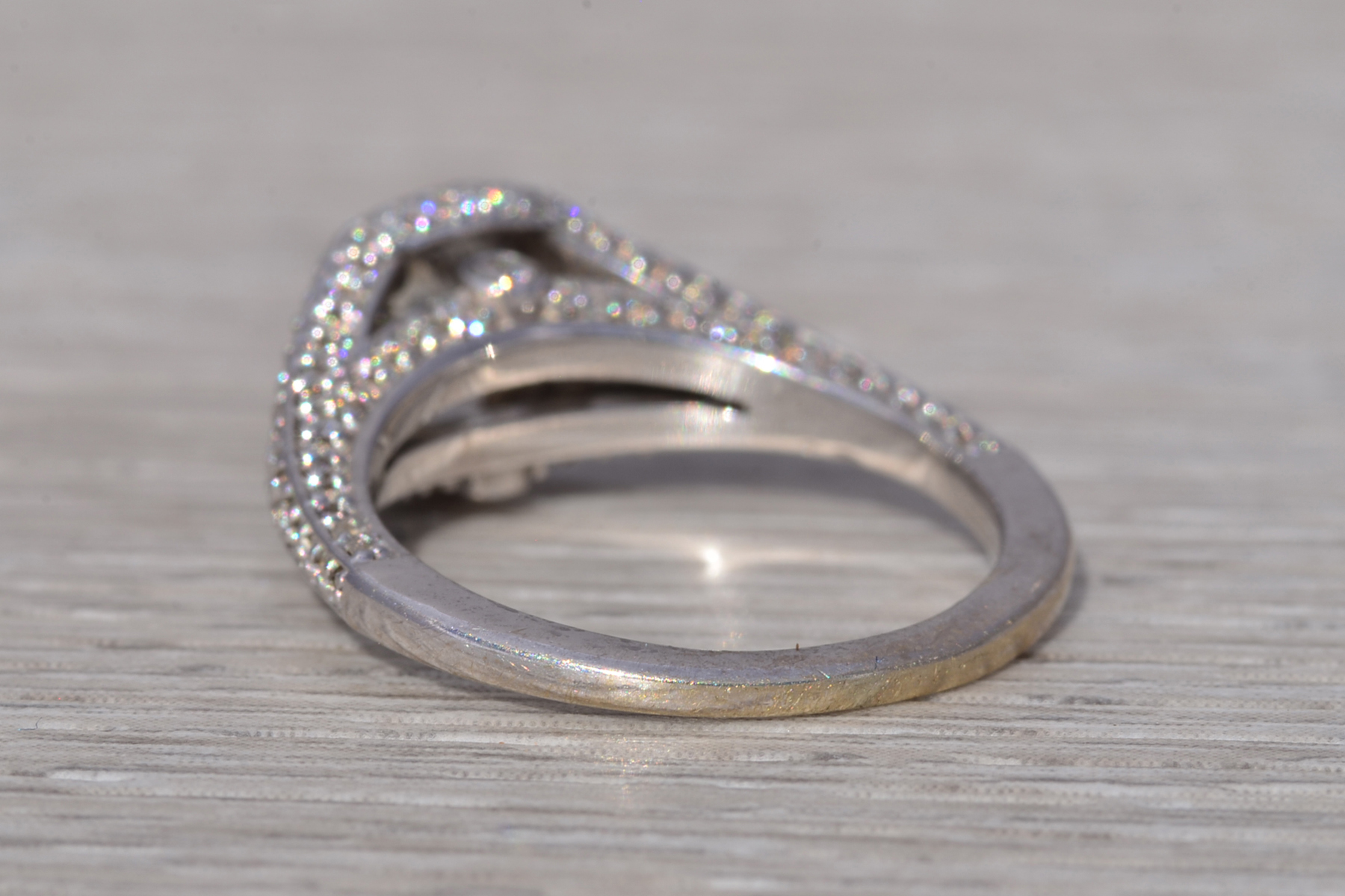 The Haloed Crest: Natural Diamond Engagement Ring in White Gold - Image 4