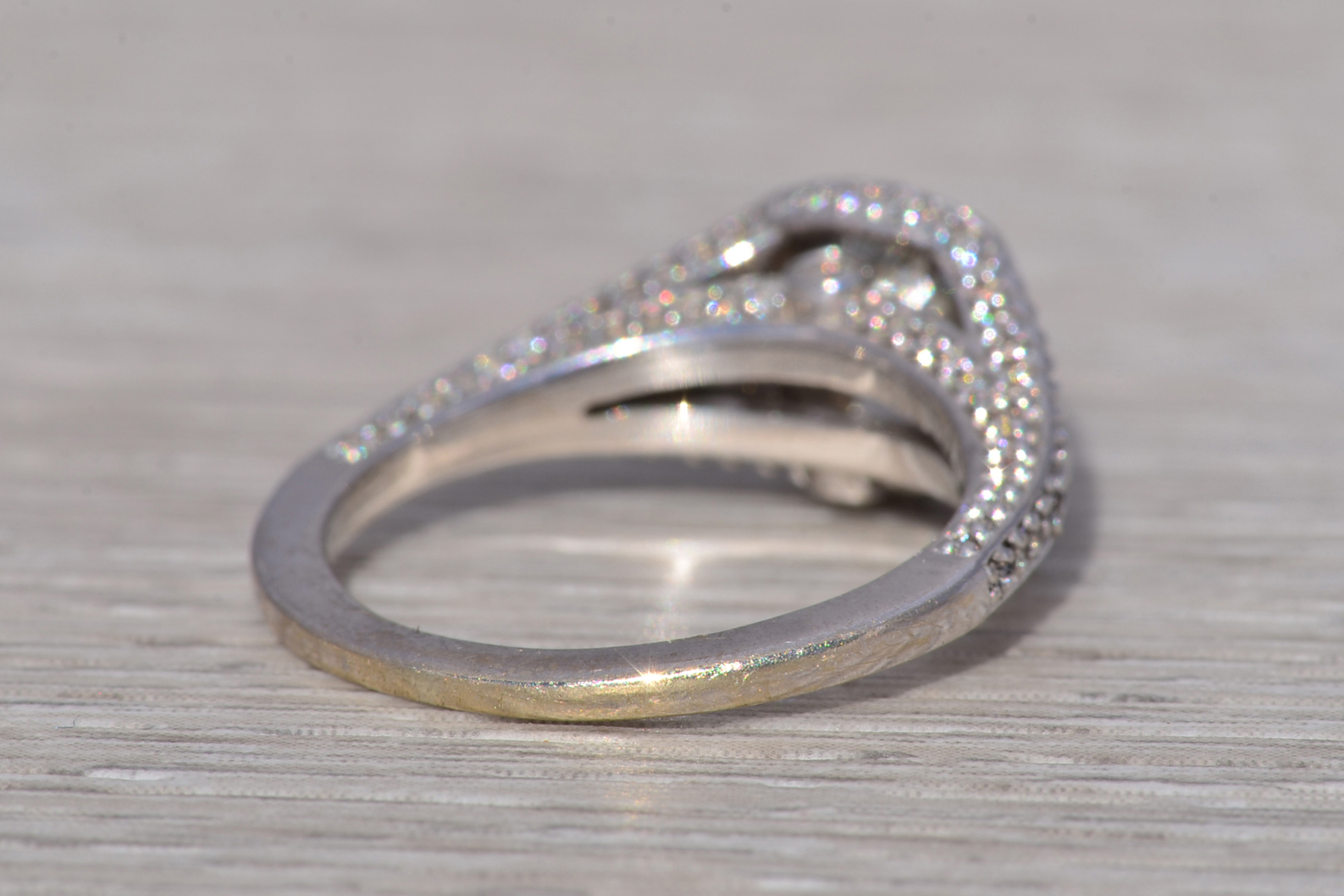 The Haloed Crest: Natural Diamond Engagement Ring in White Gold - Image 5