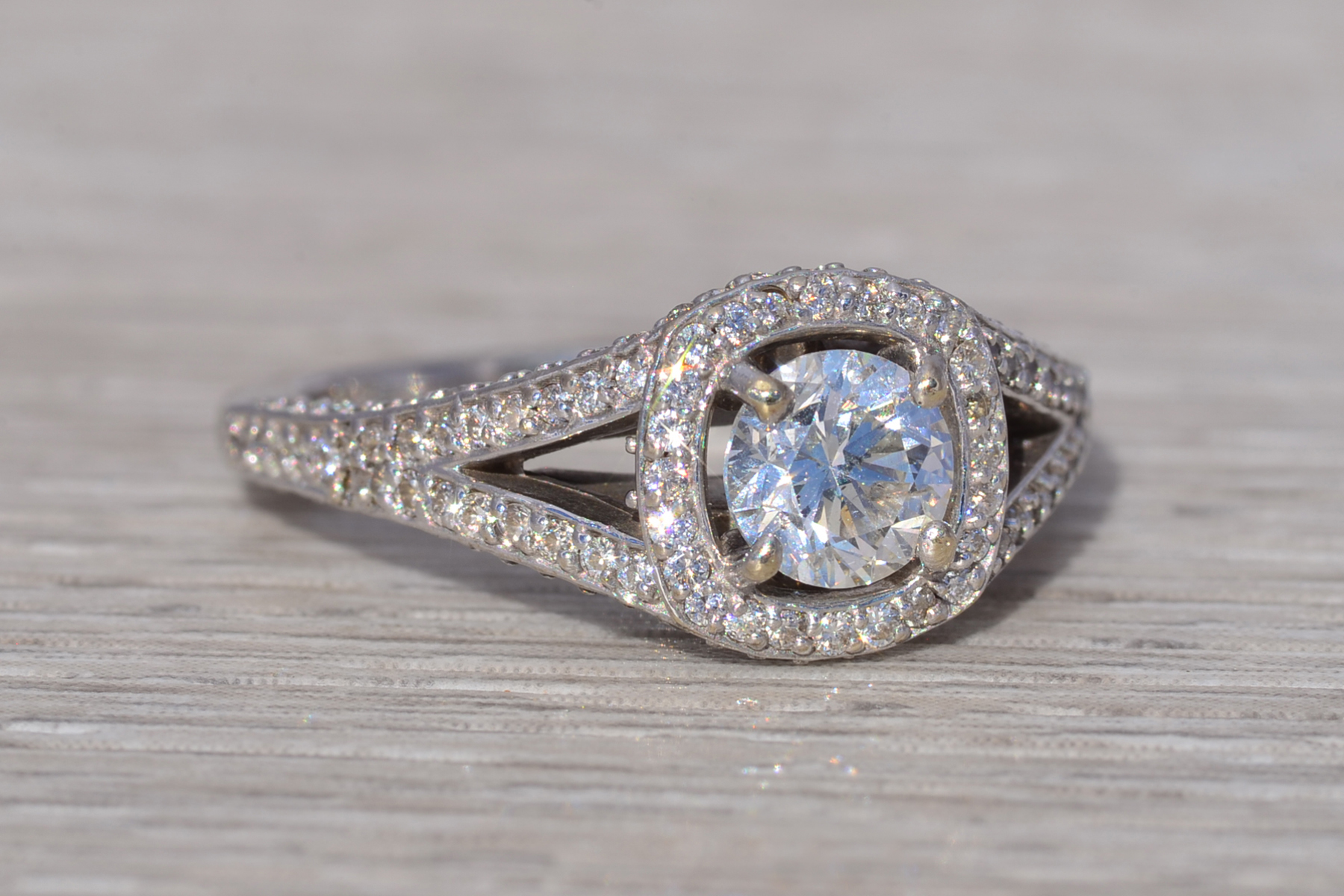 The Haloed Crest: Natural Diamond Engagement Ring in White Gold - Image 6