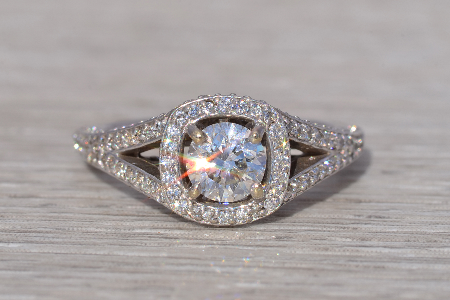 The Haloed Crest: Natural Diamond Engagement Ring in White Gold - Image 7