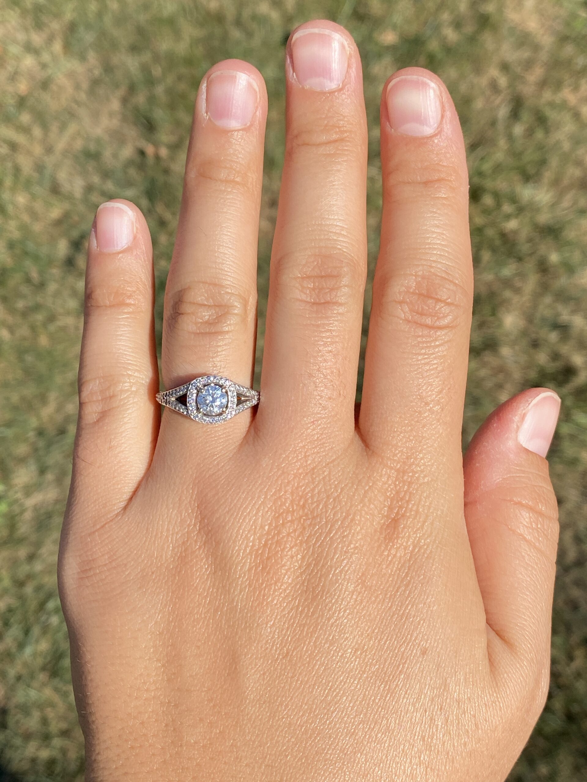 The Haloed Crest: Natural Diamond Engagement Ring in White Gold - Image 8
