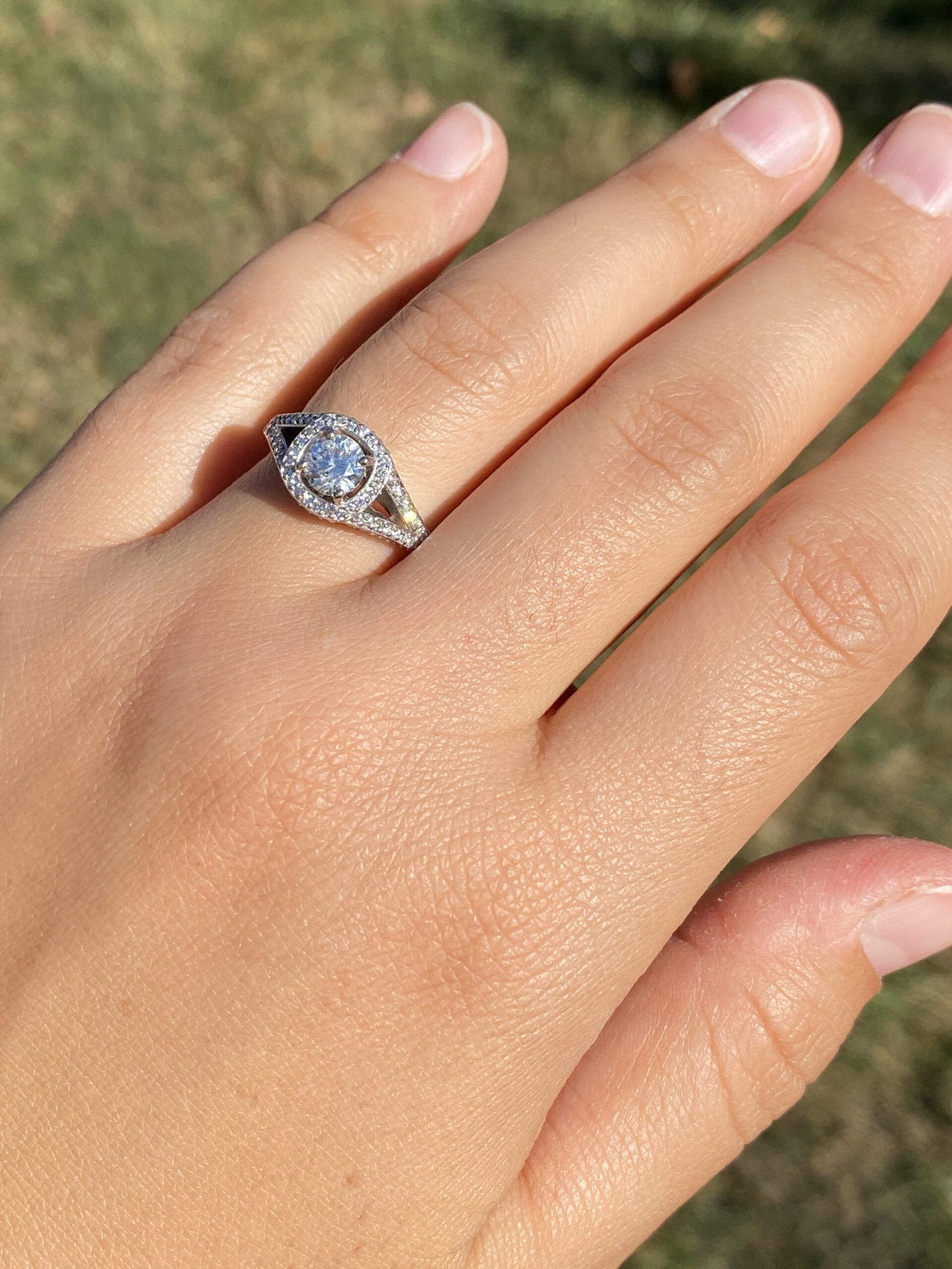 The Haloed Crest: Natural Diamond Engagement Ring in White Gold - Image 9