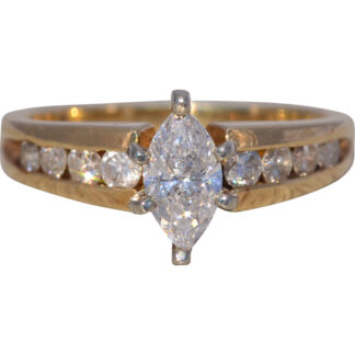 SOLD - The Golden Marquise: Marquise Cut Natural Diamond Engagement Ring in Yellow Gold