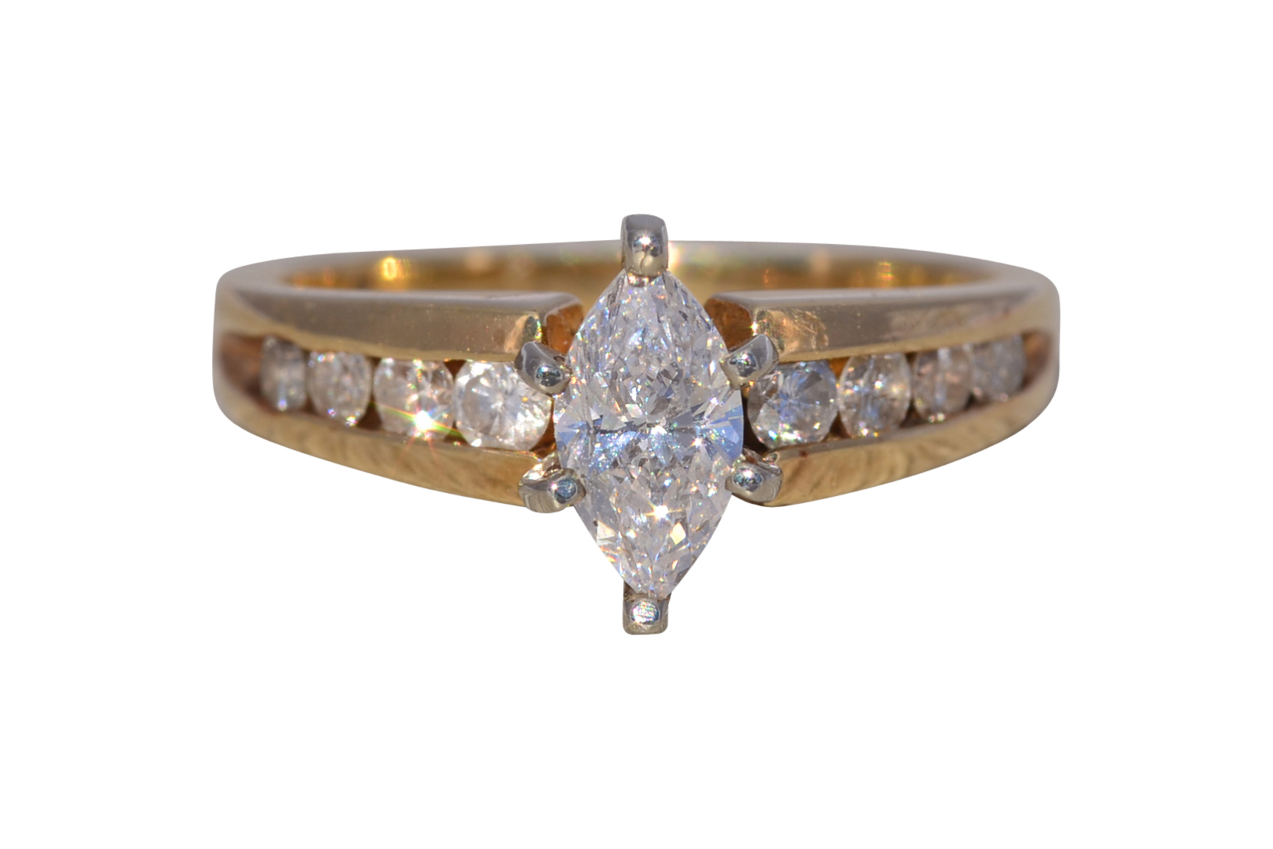 SOLD - The Golden Marquise: Marquise Cut Natural Diamond Engagement Ring in Yellow Gold