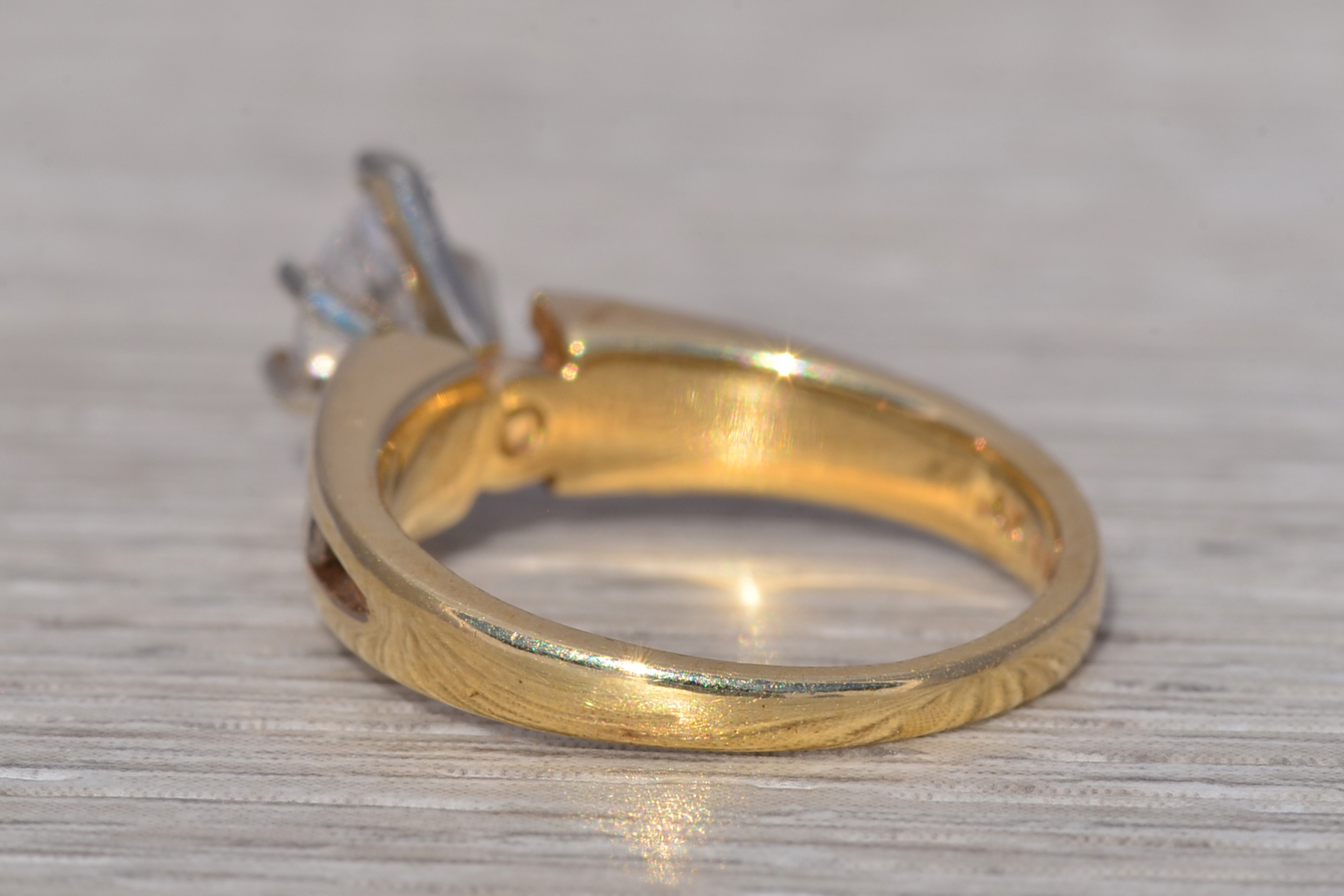 SOLD - The Golden Marquise: Marquise Cut Natural Diamond Engagement Ring in Yellow Gold - Image 4