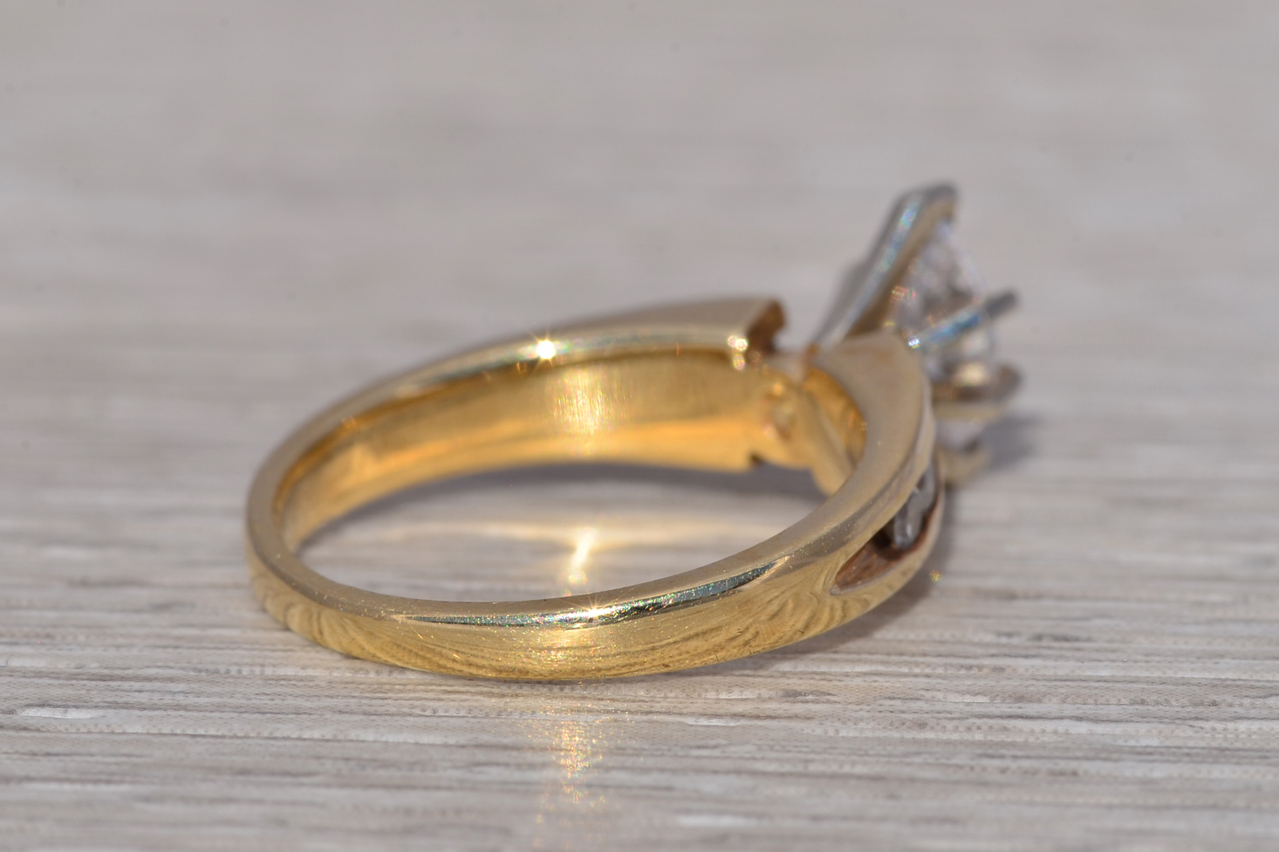 SOLD - The Golden Marquise: Marquise Cut Natural Diamond Engagement Ring in Yellow Gold - Image 5
