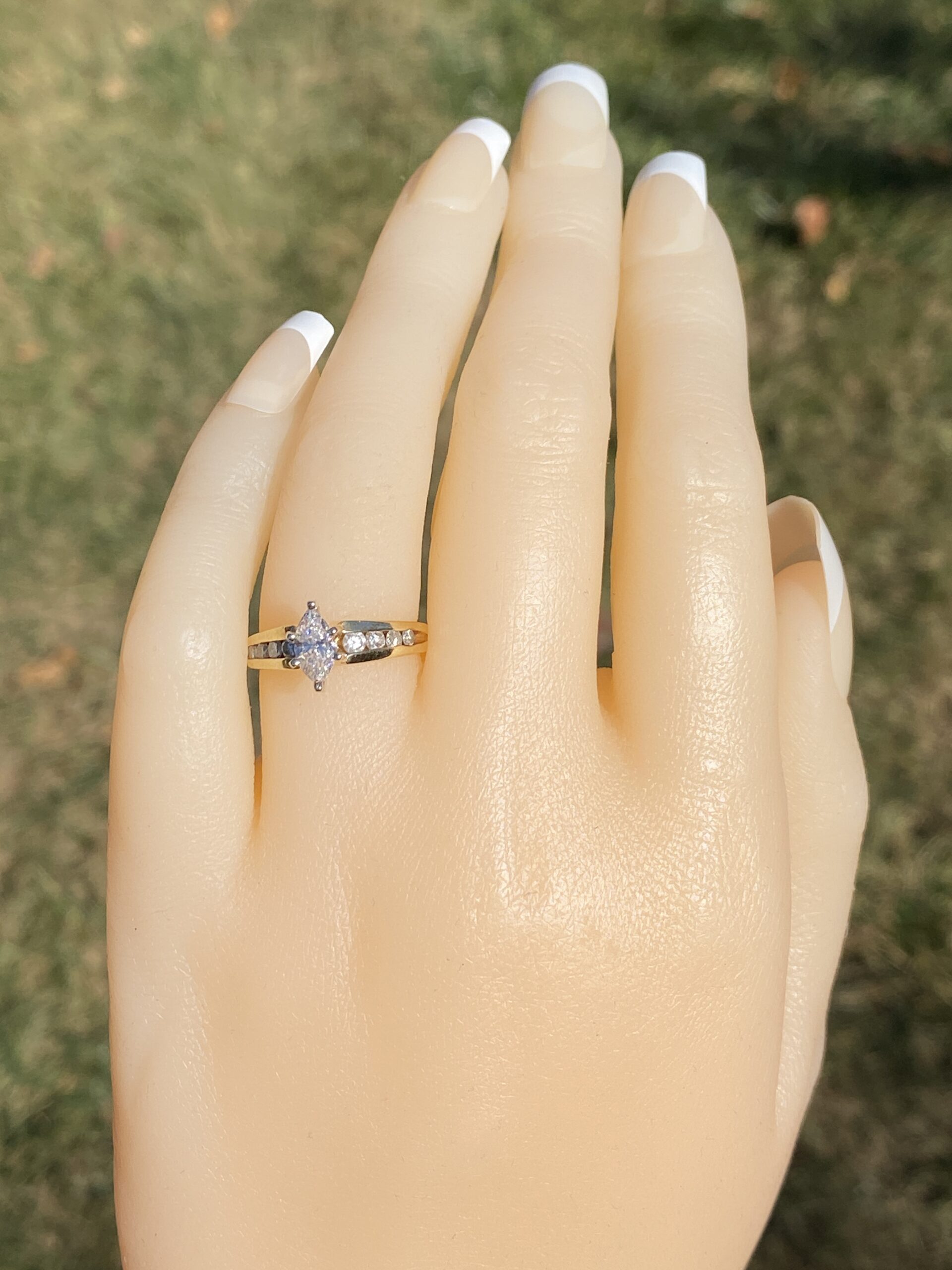 SOLD - The Golden Marquise: Marquise Cut Natural Diamond Engagement Ring in Yellow Gold - Image 8