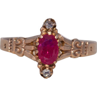 The Rosaline Crest: Ruby and Natural Diamond Ring in Rose Gold
