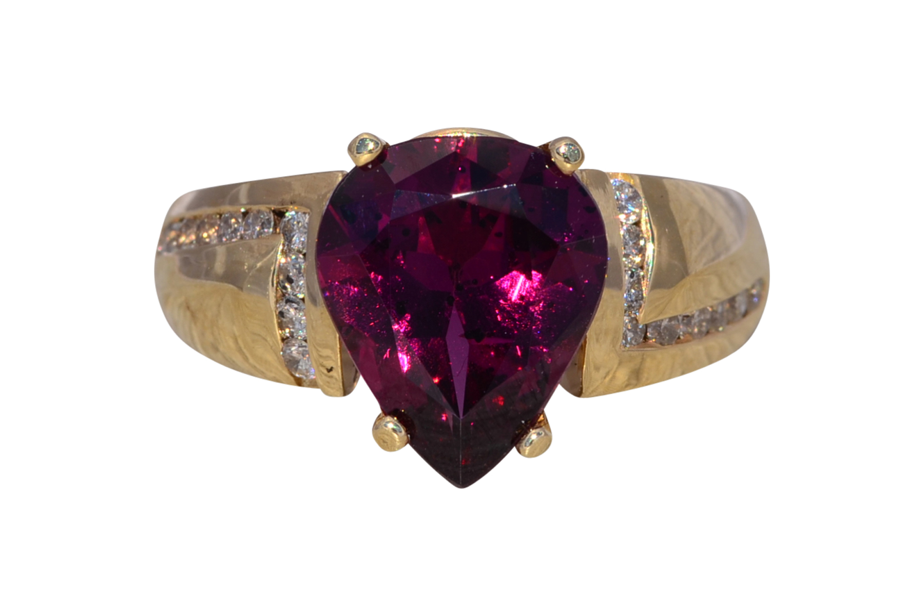 The Crimson Ember: Vintage Garnet & Diamond Ring in 14k Yellow Gold