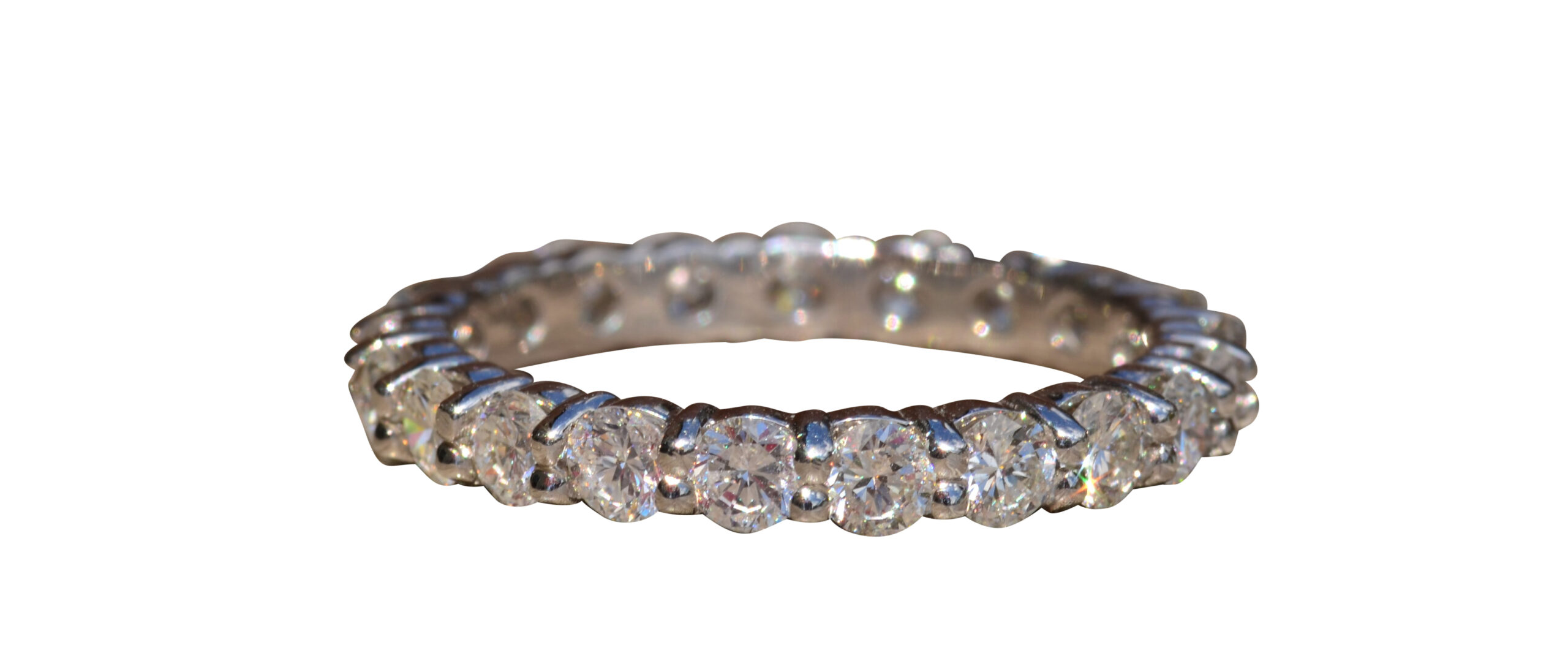The El Paso: Custom 14 Karat White Gold Shared Prong Band Set with 0.90 Carats of Diamonds