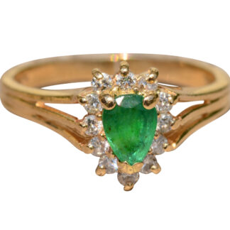 SOLD - The Alamo: Vintage Emerald & Diamond Halo Ring