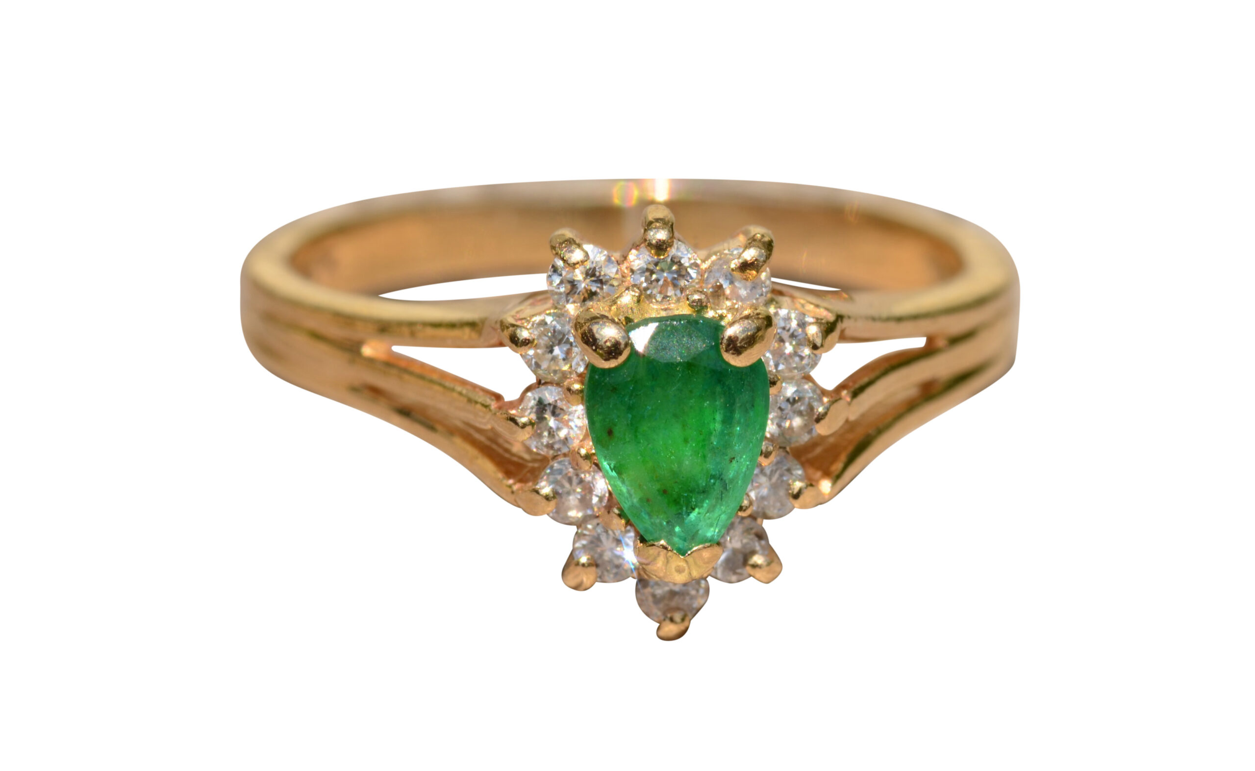 SOLD - The Alamo: Vintage Emerald & Diamond Halo Ring
