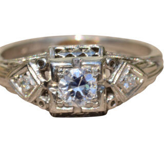 The Wildwood:  Art Deco Engagement Ring set with Diamonds in Platinum