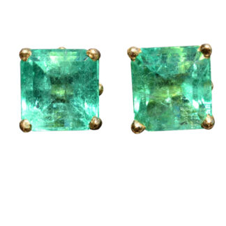 SOLD - The Arlington: Outstanding Emerald Earrings featuring 6.5 carats of Square Emerald Cut Emeralds