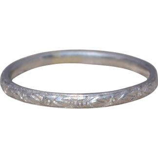 The Art Deco Charm: Signed Platinum Hand-Engraved Band