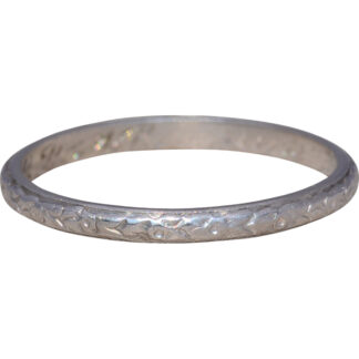 The Eternal Bloom: Art Deco Hand-Engraved Platinum Band from 1925