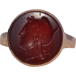SOLD - The Minerva Signet: Antique Carnelian Intaglio Boy's Ring in Rose Gold