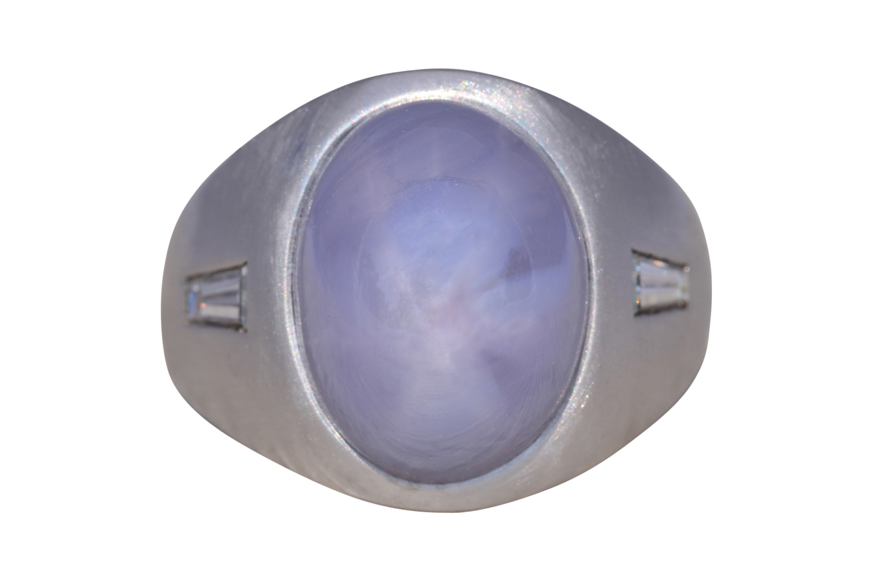 The Celestial Glow: Star Sapphire and Diamond Ring in White Gold