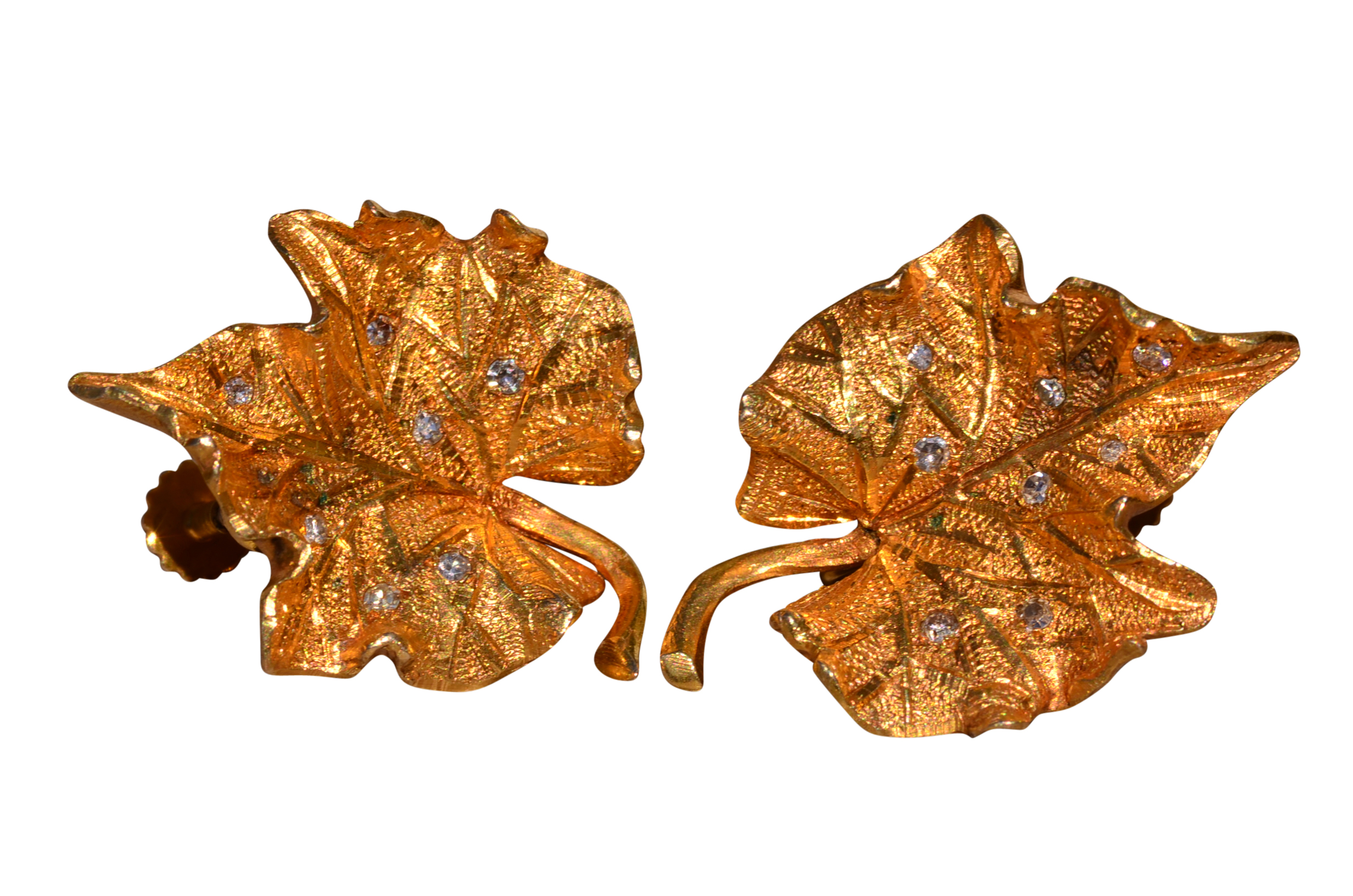 SOLD - The Leaves: Graceful Leaf earrings with Diamonds