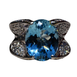 The Mineral Springs: Marco Tironi Aquamarine and Diamond Ring in White Gold