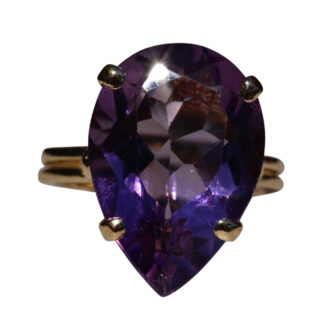The Milligan Crestshaw:  Natural Pear Shaped Amethyst Cocktail Ring
