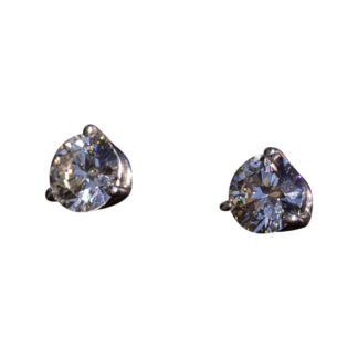 SOLD - The Palm:  Martini Set Diamond Studs in Platinum