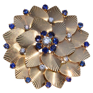 The Ley Noye: Antique Tiffany and Company Starburst Heart Brooch Pendant with Sapphire and Diamonds