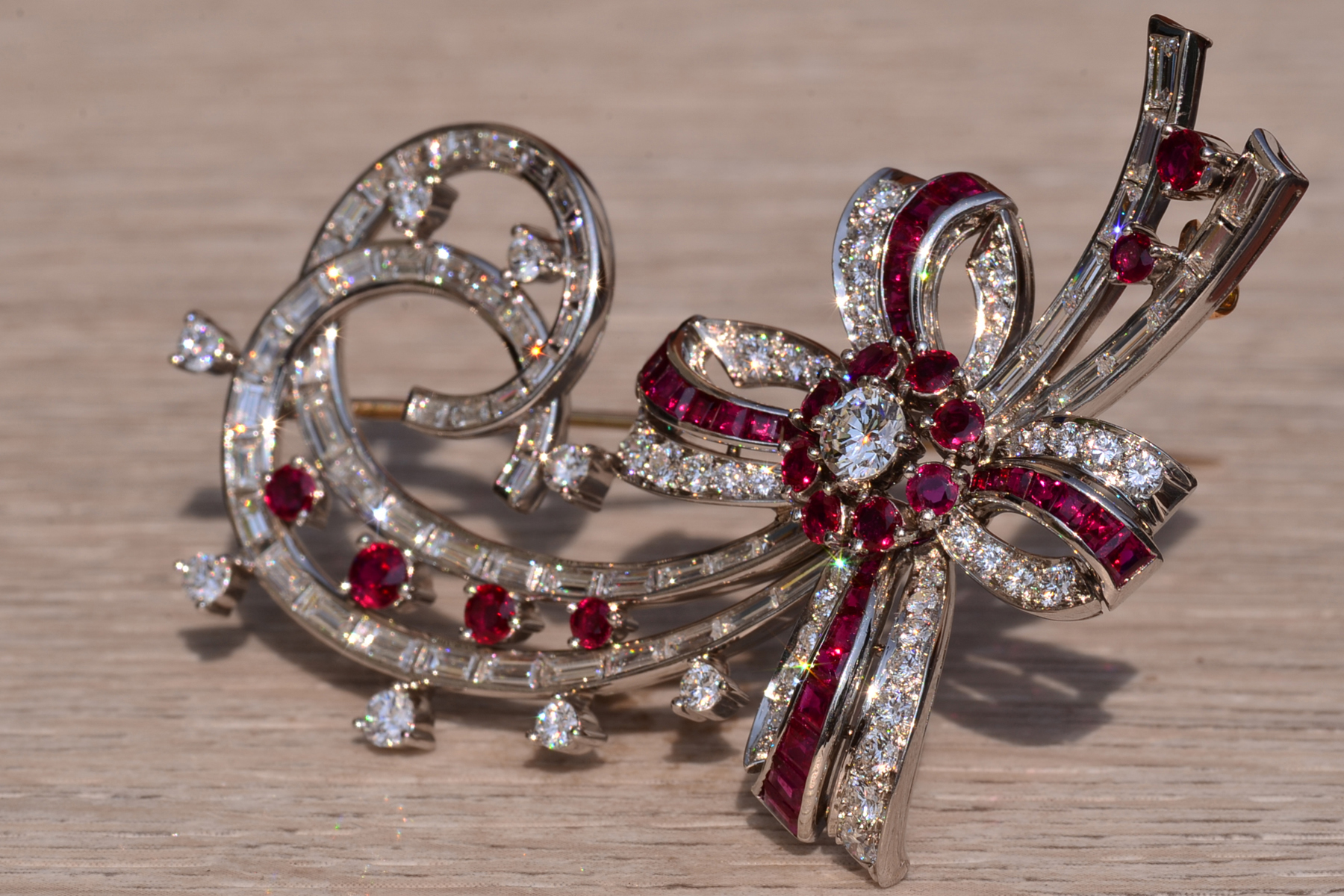 SOLD - The Val-Belair: Outstanding Tiffany and Company Natural Ruby and Diamond Brooch - Image 3