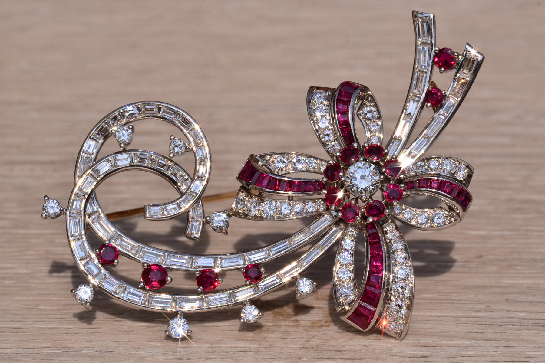 SOLD - The Val-Belair: Outstanding Tiffany and Company Natural Ruby and Diamond Brooch - Image 6
