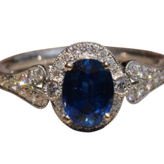 SOLD - The Warminster:  Sapphire and Diamond Ring in White Gold