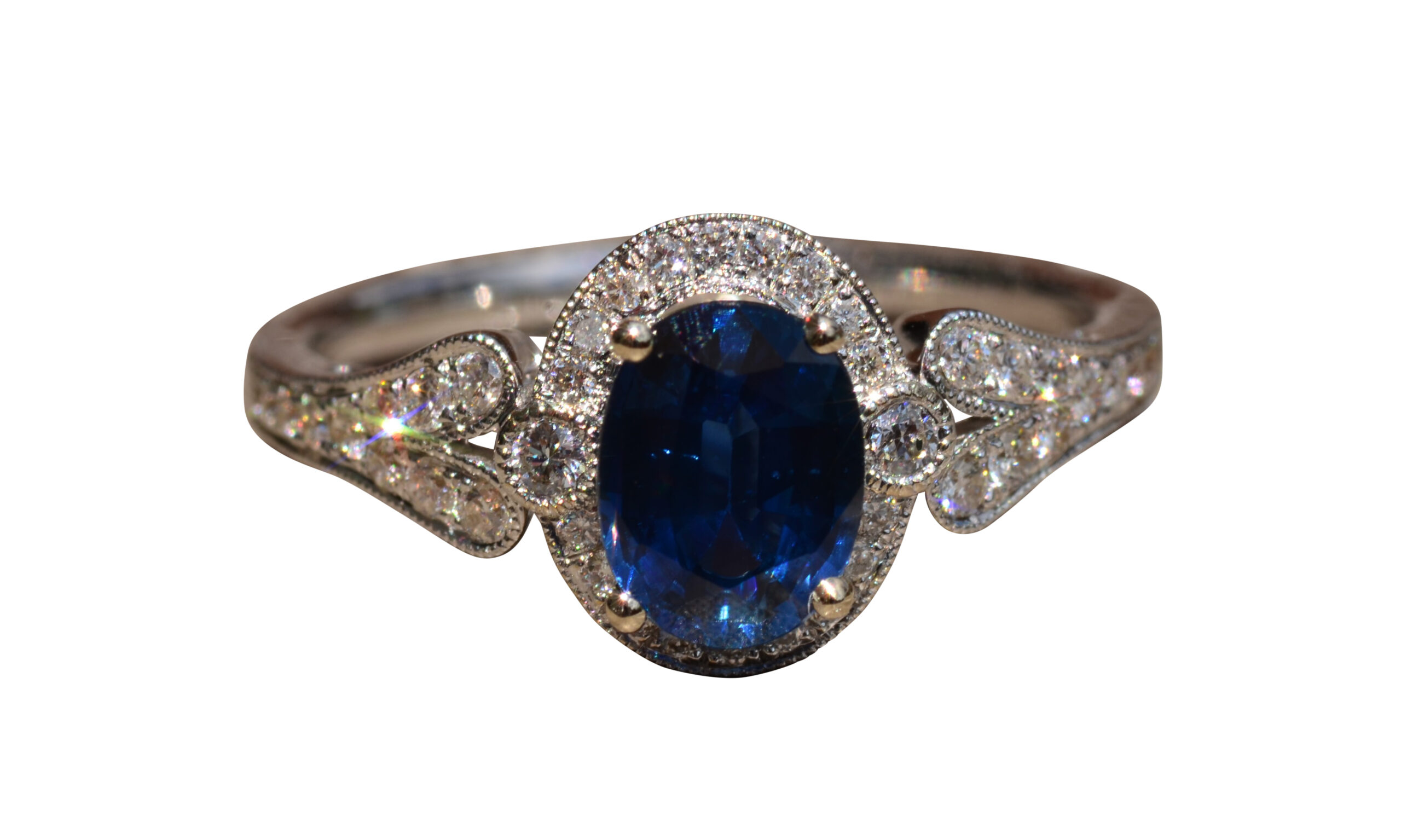 SOLD - The Warminster: Sapphire and Diamond Ring in White Gold