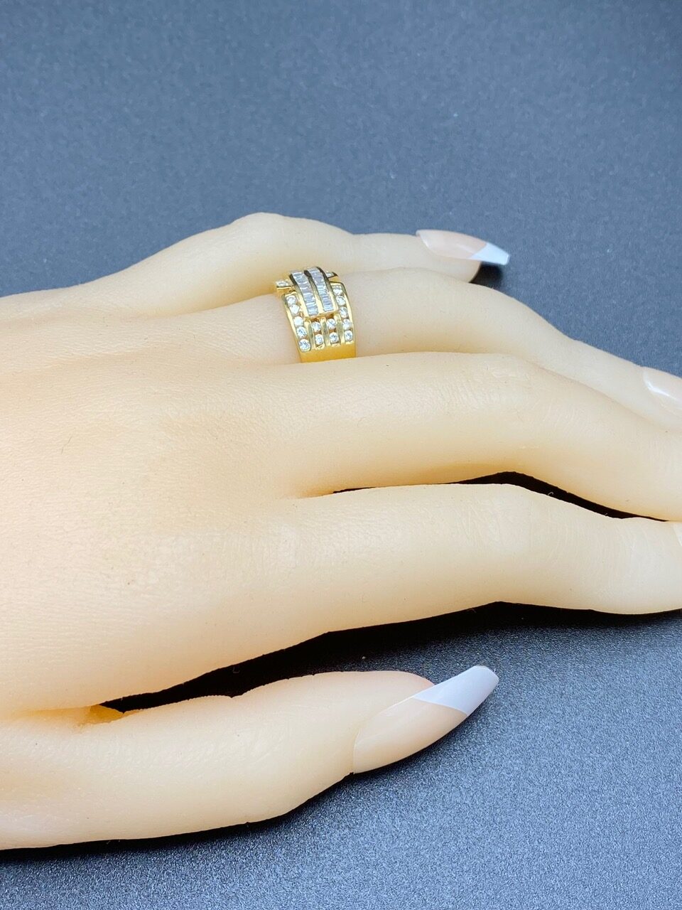 SOLD - The Nellis Boulevard: Yellow Gold Baguette and Round Diamond Ring - Image 7